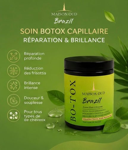 accelerateurdepousse - pouss’boostBotox Maison Oud Brazil – Soin Réparateur Profond & Lissage Intense pour Cheveux Secs et Abîmés